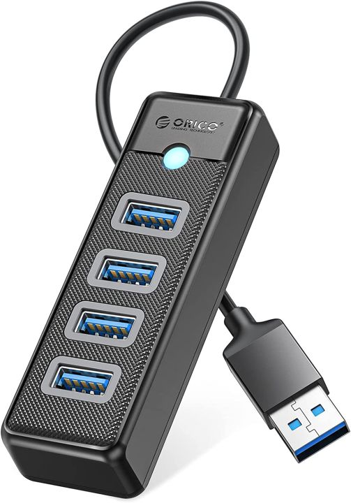 4-Port USB HUB 3.0, ORICO USB Splitter for Laptop with 0.5ft Cable, Multi USB Port Expander, Fast Data Transfer Compatible with Mac OS 10.X and Above, Linux, Android-Black