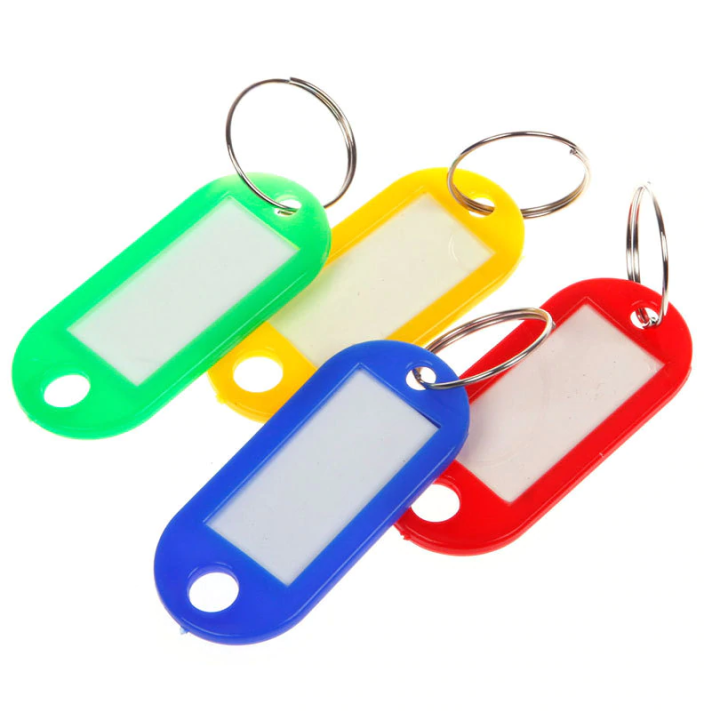 Tag Key chain 100Pcs Mix Colors Pack of 100 Tag Key rings or keychains Same Oval Shape Tag & Label Key rings