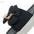 Flat Slippers Bow Tie Shoes Slip on Sandals for Streets Traveling Bathroom 38 39 Black. 