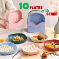10Pcs Food Grade Plate Plastic Multi-function Creative Spit Bone Dish Household Dish Round Square Elliptical Plate Set Dining Table Garbage Plate. 