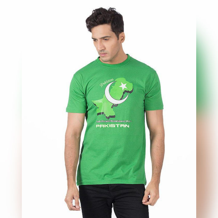 Green Cotton Pakistan Tshirt For Men