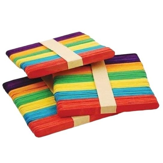 Pack of 150 Multi Color Small Ice Cream Sticks Wooden Popsicle Sticks for DIY Craft Creative Designs
