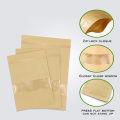 12x20 cm  food Grade Kraft paper stand up Pouches 100pcs/Lot Brown kraft paper stand up pouch, stand up paper bags with window and zipper Packaging material, packaging box, packaging bags food container, food. 