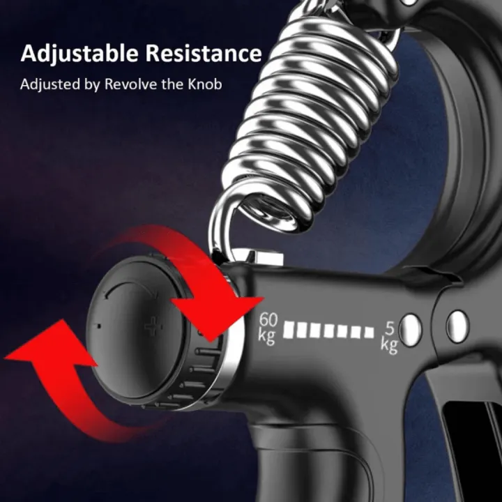 Adjustable Resistance Hand Gripper (5kg–60kg) – Non-Slip Mechanical ...