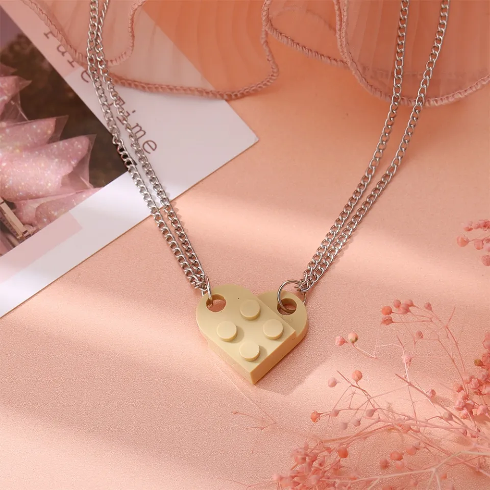 Pendant Necklace Lego Necklaces That Make A Heart 2Pcs Heart
