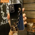 FELMYST Casing For Infinix Note 8i Lucky Alhambra Bracelet Leaf Luxury Plating Van Clee&Arpels Wrist Chain Bracelet Girl Mobile Phone Case Women Lanyard Electroplated Casing Full Cover Camera Protect Bumper Back Soft Shockproof Cover. 