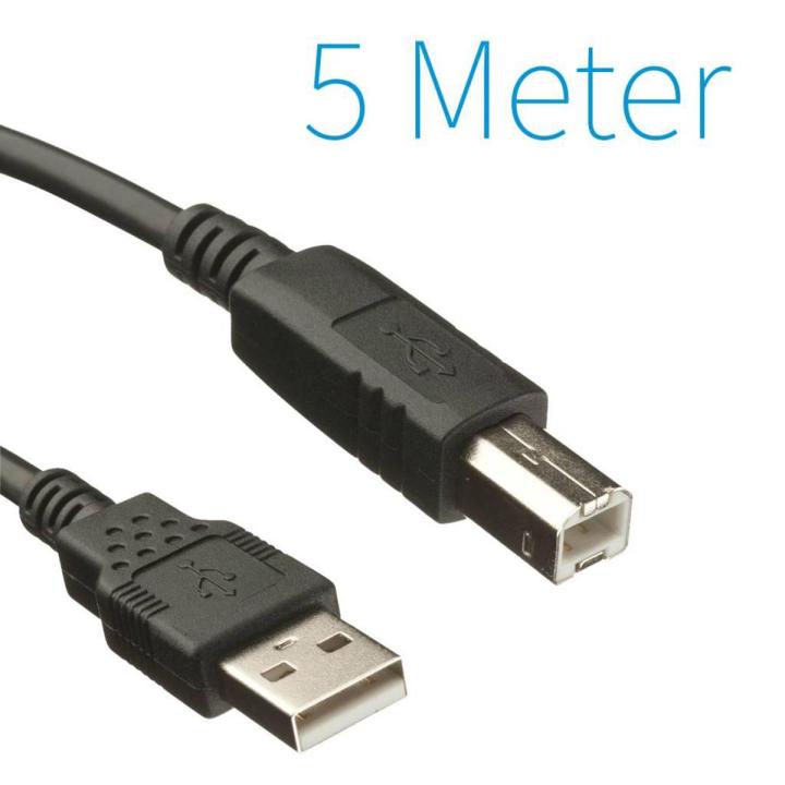 USB 5 METER 2.0 A to B Cable (PRINTER CABLE) black / grey