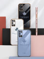 For Samsung Galaxy A31 Cover + Wrist Strap Fashion Shiny Maple leaf Plating Square Bumper Phone Case Soft TPU Silicone Shockproof Protective Back Cover. 