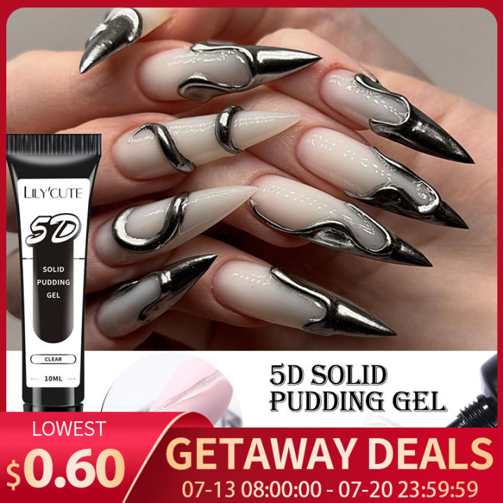 LYCUTE 10ml 5D Solid Pudding Nail Gel Translucent Korean Style Liner Emboss Painting Texture Gel Nail Art Decoration
