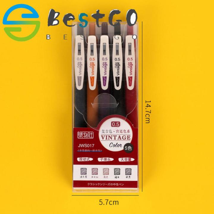 【BestGO】Retro press Color ink Gel Pen Morandi Nordic Signature Pen Escolar Papelaria School Office Supply Promotional Gift