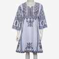 Dzyne White Block Printed Stitched Girls & Women Kurti. 