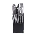 Techmanistan 15 Piece Kitchen Knife Block, Stamped High Carbon Stainless Steel Steak Knives, Sharp Knife Set with Wooden Block, AR+COOK Stainless Steel 15 Piece Cutlery Set. 