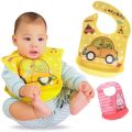 Baby Folding Plastic Rubber Baby Bib Napkin Washable & Waterproof Bib With Silicone Bowl Multicolor. 