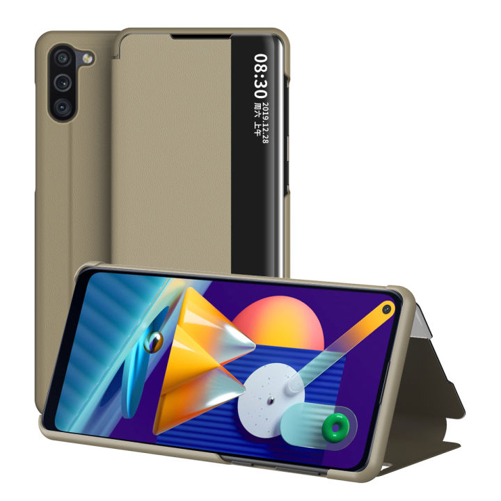 Smart Case For Samsung Galaxy A11 Cover Flip PU Leather Shockproof Window View Cases