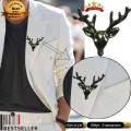Fashion Lapel Pin - Deer_Head Brooch Lapel Pin coat pin for Men - Jewelry Accessories - Black. 