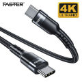 FASTER FC-100W Type-C To Type-C 5A PD Cable QC4.0 And PD3.1 Compatible. 