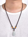 Jade pendant lanyard men's pendant red rope hand-woven black rope necklace hanging neck jade pendant jade pendant jade. 