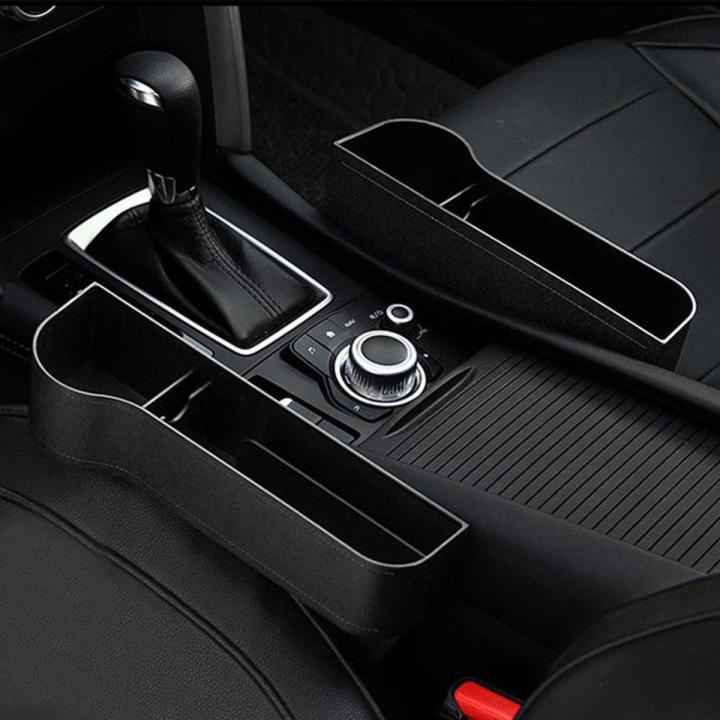 【High quality plastic】Car Seat Box Storage Car Seat Side Pocket Gap Slit Pocket Storage Organizer(model: plastic-Set with 2-Black)