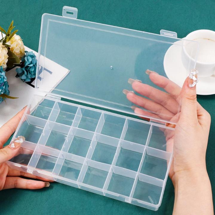 18/24 Grids High Quality Plastic Storage Box Compartment Adjustable Jewelry Necklace Transparent Organizer Case Holder Craft Boxes