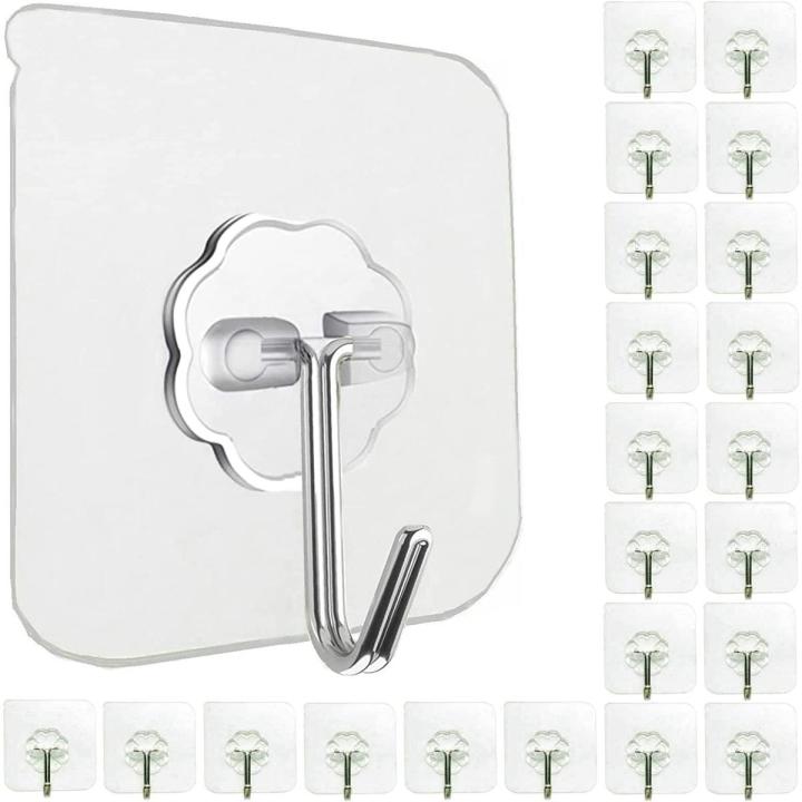 KS Wall Hooks for Hanging - Heavy Duty Self Adhesive Hooks  Transparent Waterproof Sticky Hooks for Keys Bathroom Shower Outdoor Kitchen Door Home Improvement Utility Hooks