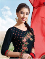 Women's Chiffon Embroidered 3Pc Shalwar Kameez Navy Blue SM-05. 