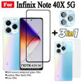 3 IN 1 infinix Note 40X Tempered Glass Film For infinix Note 40 5G 4G Full Cover Screen Protector Glass +Camera Lens Film+back film. 