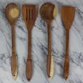 SK 4 Piece Fancy Wooden Cooking Spoons Set for Non-Stick Cookware. 