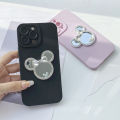 OPPO F7 Fashion 3D Disney Mickey Minnie Mouse MakingUp Mobile Phone  Casing Mirror Diamond Bow Case Girl Women Len Protect Silicone Shockproof Soft Back Cover. 