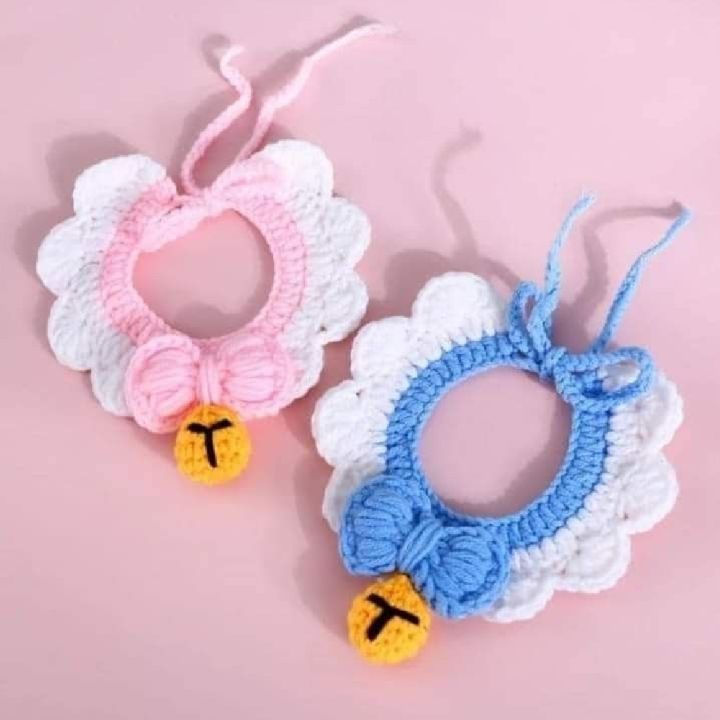 cute cat bow crochet collar