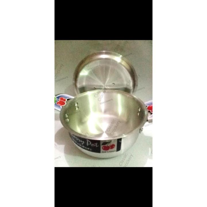 Silver Steel (Almunium) Cooking Pots For Kitchen ( Silver Steel Metal Polished) Silver cooking pots  Kitcehen Ware Cooking (Pateli)(Patela)(Handi)(Degchi) Made Price in Pakistan