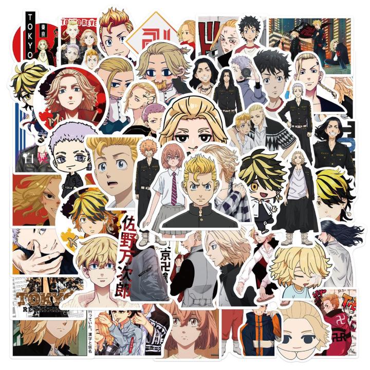 50PCS Tokyo Revengers Stickers Mikey Draken Funny DIY Stickers Graffiti Travel Luggage Guitar Skateboard Cool Waterproof Sticker for Kid Toys