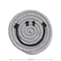 Korean smiley handmade cotton thread woven placemat ins expression insulation pad coaster pot pad cute thick pad. 