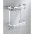 2 Layer Bathroom Corner Shower Shelf Aluminum Triangular Rack Storage Organizer. 