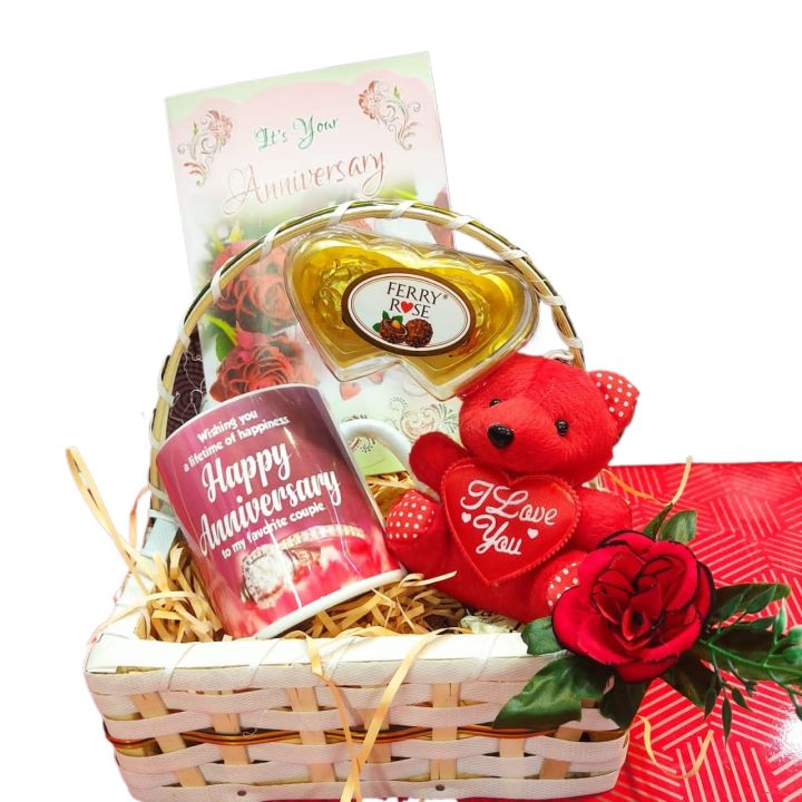 Anniversary gift basket for couple / husband / wife Chocolate box for celebration gifts