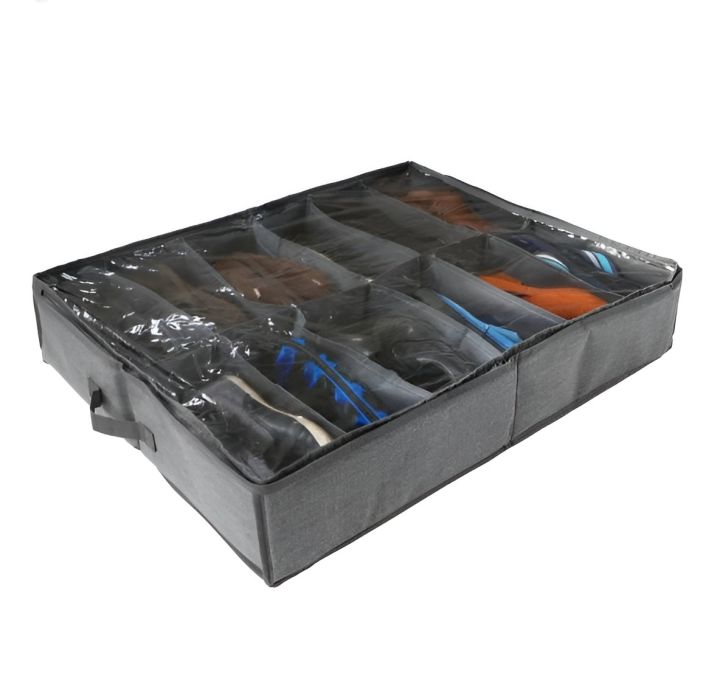12%20Pocket%20Shoes%20Storage%20Bag/Shoes%20Under%20Bed%20Shoe%20Organizer%20Bag%20Hard%20Solid%20Fabric%20with%20Clear%20Plastic%20Zip%20Cover%20-%20Image%207