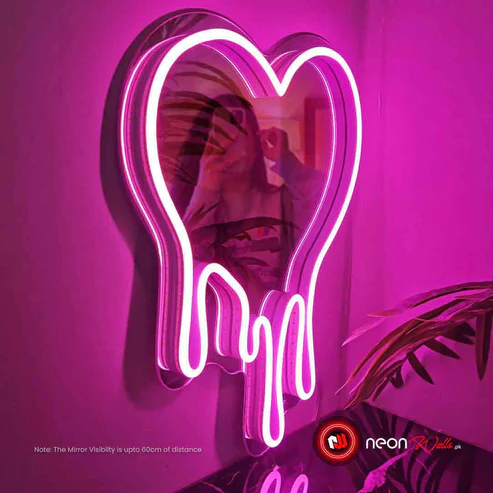 Melting Heart Neon Selfie Mirror - Neon Lights  Mirror for wall  Mirror  Mirror for wall decoration  Room decoration items  Wall Decoration items  Neon lights  Neon lights for room  neon lights for room  Neon Walls