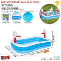 8 Ft Bestway Basketball Inflatable Play Swimming Pool For Kids 87 Inch Inflatable Retangular Large Kids & Family Swimming Pool With Basketball Summer Season Pools Party With Inflatable Vinyl Deep Swimming Pool With Play Basketball Indoor Pool Code: 54122. 