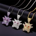 Cubic Zircon Mask Ghost Pendant Necklace Men Miami Cuban Chain Choker Ice Out Neckalce Hip Hop Anime Ghost Pendant Party Jewelry. 