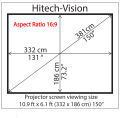 Hitech-Vision Electric Projector Screen - Matt White 150" 16:9 (10.9 ft x 6.1 ft). 