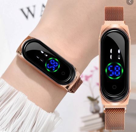 Watches for Women Touch Screen LED Watch Ladies Magnetic Mesh Belt Electronic Digital Student