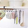 High Quality 6 hook cup holder iron kitchen storage rack cabinit hook Towel Cup Multifunctional Storage Hook Shelf Racks & Holders. 