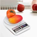 Electronic Digital Kitchen Weighing Machine: 10kg Weight Scale with Backlit LCD (Shop, Food, Cake, Kids Food, Spices, Vegetables, Liquids, Chicken, Fruits) - White. 