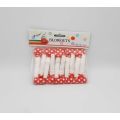 RED POLKA DOT THEME WHISTLES ( PACK OF 10 WHISTLES ). 