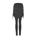Fitness Tights High Waist Solid Color Pleated Skinny Legging Skirt. 
