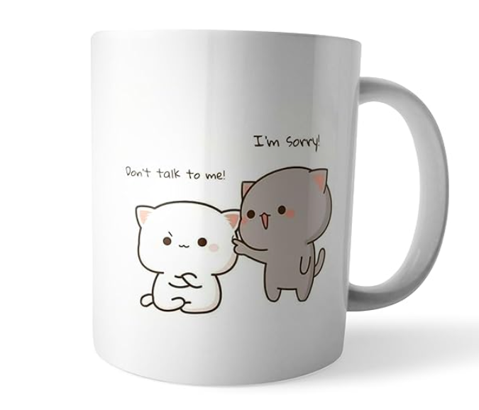 Cute Bubu Couple Story Fan Made - Printed Coffee Mug for Girls, Kids & Lovers; Ceramic Cup, White; Pack of 1