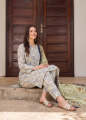 Women Light Yellow Printed Lawn 3 Piece Suit Set Straight Kurta with Straight Trouser & Dupatta. 