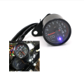 Universal Motorcycle Speedometer Tachometer Gauge with LED Backlight Gear Dual Speed Meter with LED Indicator 2 Colors. 