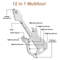 12 in 1 Keychain Multi-Tool, Mini Tool Gear Bottle Opener Screwdriver for Camping Survival Durable Easy to Use. 