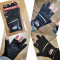 ABU Garcia Gloves Fishing Gloves Three Fingers Cut Lure Anti-Slip Leather Gloves Outdoor Sports Cycling Fingerless Gloves 1pair. 