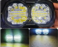 New Dual LED SMD 3D FOg Headlamp With DRL Parking Function WHITE 34 LEDs 12v DC For Car Motorcycle Still + Flashing Three Wire Lamp With Free 1m Wire. 